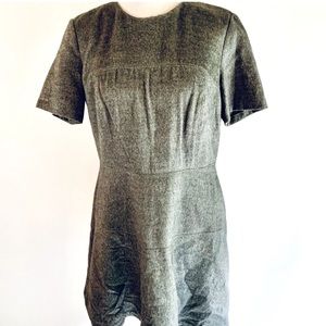 Zara Woman Gray Flannel A-line Dress sz L NEW